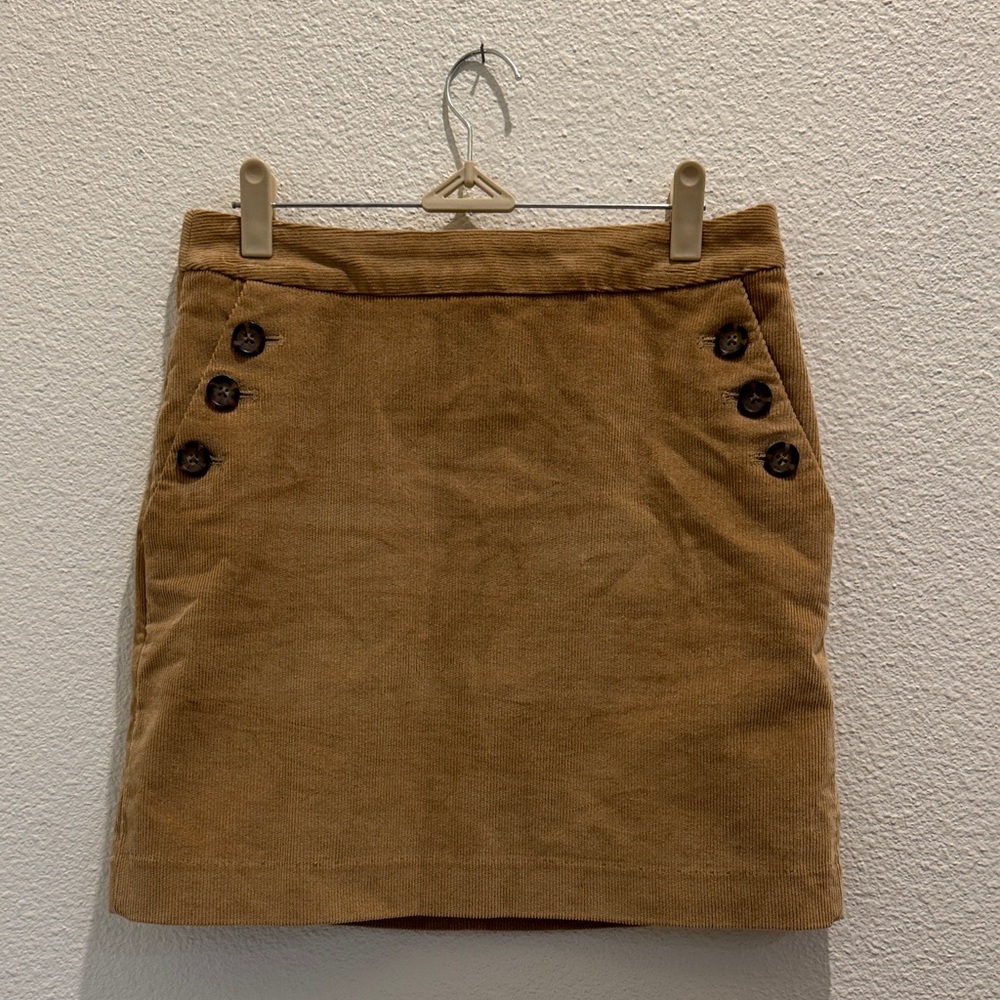 Banana Republic Tan Corduroy Button-Accent Skirt